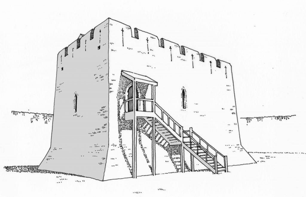 Conjectural sketch of Athenry Castle circa 1250