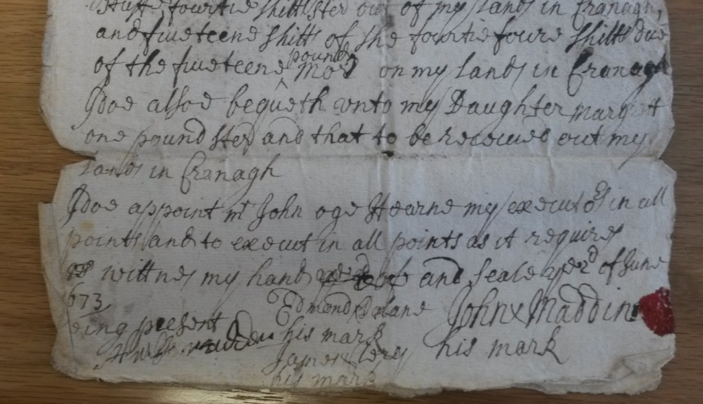 will of John Madden of Curraghboy 1673